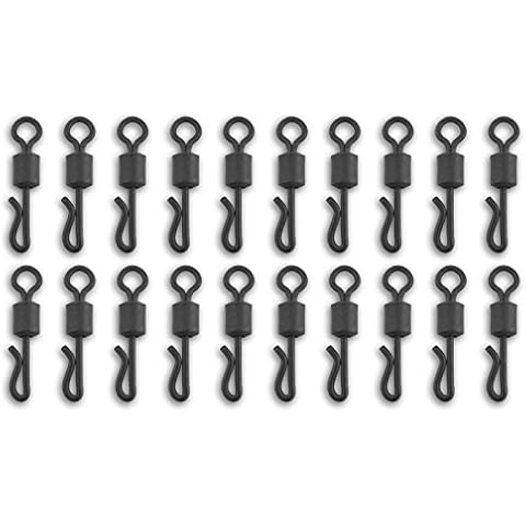 Bank Tackle Quick Change Rig Swivels Sizes 8, 11 and 16 Carp Fishing Terminal Tackle Black (x 20 Pack, Size 8 Standard) Cover