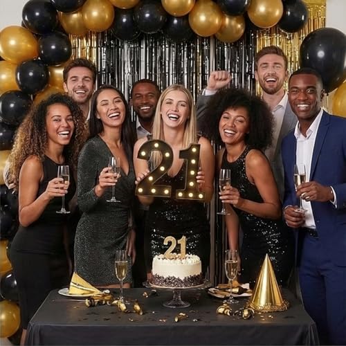 Image of 21st Birthday Decorations for Her Him, Black Light-Up Number 21 Sign, Battery-Operated Illuminated Party Table Decoration Backdrop Wall Decor, 21st Birthday Gifts for Him Her ZJDZTK