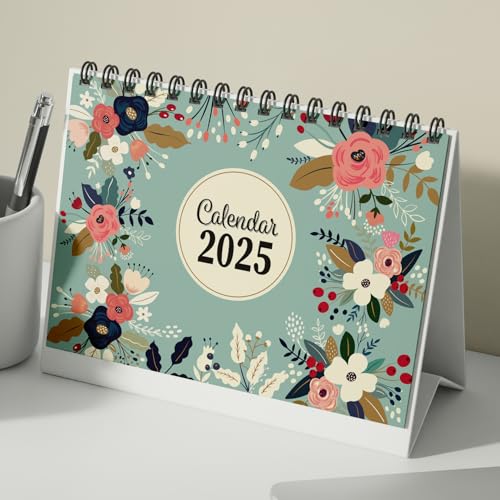 Kaameri Bazaar l 2025-2026 l Floral Desk Calendar l With inspirational quotes -16 Months l Includes notes section l 170 gsm l Planning, Tracking & Scheduling l Black Wiro (Image - 1)
