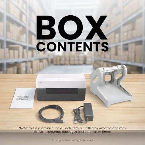 Image of helett H30C 4x6 USB Thermal Shipping Label Printer (203 DPI, 152mm /s) with Label Holder Bundle | Adjustable Label Size | Windows /Mac /Linux /Chrome OS Compatible
