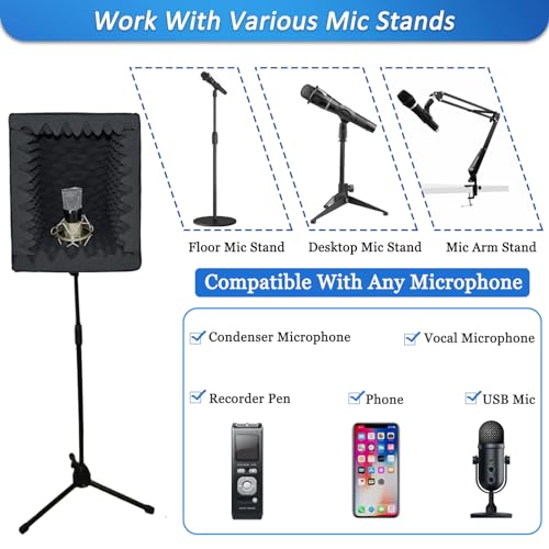 Troystudio TS-VOCALBOX-SMALL-US Portable Vocal Booth, Large Foldable Microphone Isolation Shield, Music Recording Studio Sound Echo Absorbing Box thumb #4