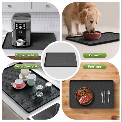 Image of Silicone Coffee Mat with Raised Edges 17.7'' x 14.9'' Waterproof Countertop Mat, Coffee Maker Pad, Espresso Machine Mat, Heat Resistant Dish Drying Mat
