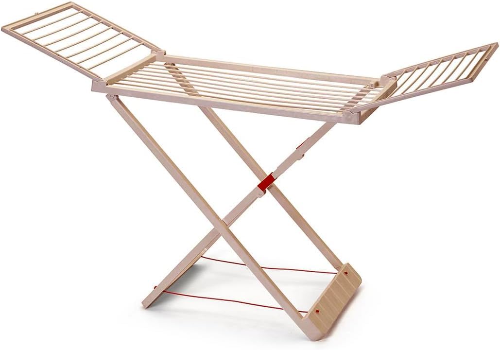 Stendibiancheria pieghevole con ali, 20 metri di superficie asciugante, in resina resistente al sole e alle intemperie, 180 x 108 x 55 cm, marrone