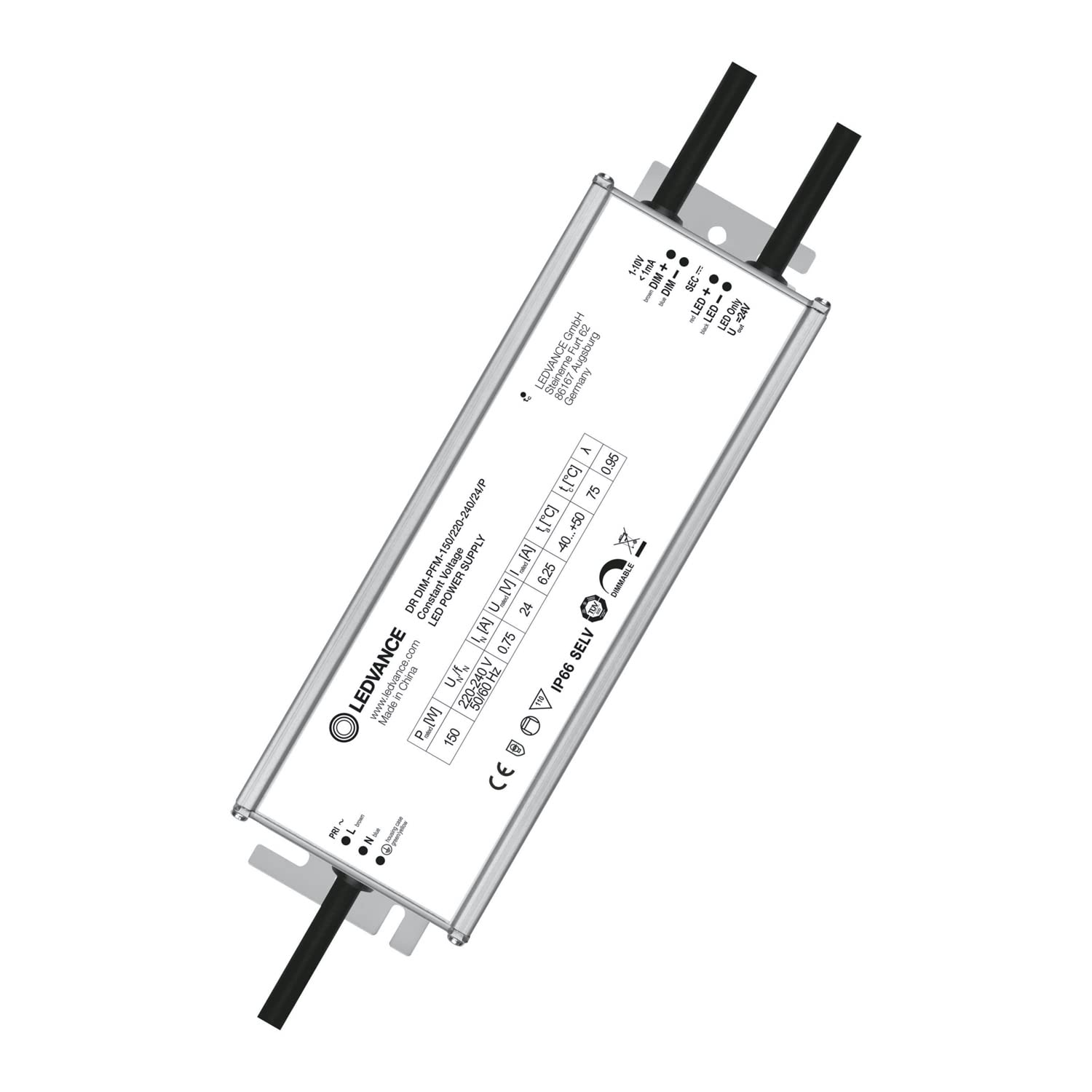 LEDVANCE alimentatore elettronico, LED DRIVER 1-10 V DIM OUTDOOR PERFORMANCE, Alimentatore elettronico LED CV DIM, DR DIM-PFM-150/220-240/24/P