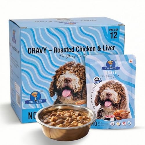 Image of Dr.Pets Gluten & Preservative Free Dog Wet Food (Gravy) | Balanced Meal with High Protein Chicken & Liver Chunks for Adult Dogs & Puppies | No Added Sugar & Paraben | 85 g (Pack of 12)