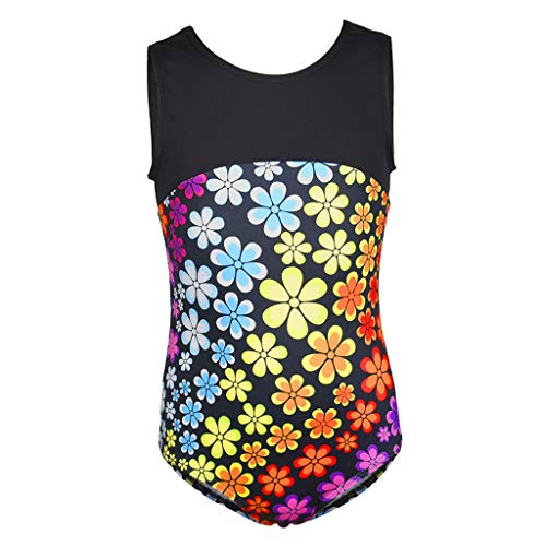 DYNWAVE Macacão Infantil Meninas Crianças Dança Ginástica Collant Sem Mangas Brilhante Bodysuit Top