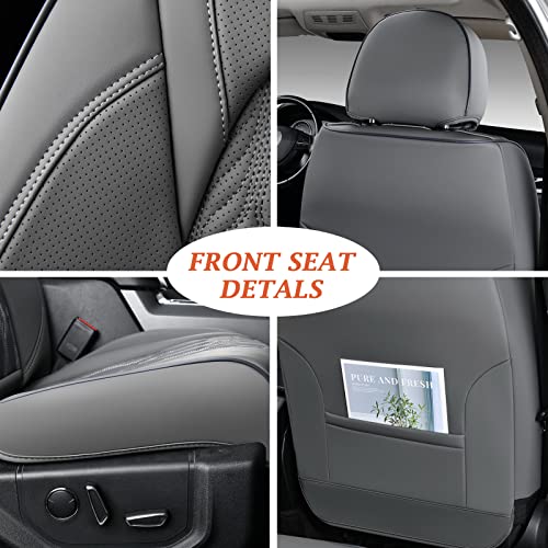 Coverado Tundra Car Seat Covers Front Pair, Waterproof Leather Seat Covers 2Pcs, Truck Pickup Interior Accessories Fit For 2007-2021 Toyota Tundra Crewmax/Double/Crew/Extended Cab(Gray) #TOP1