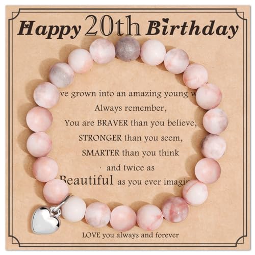 jewelrycard Natural Stone Bracelets with Birthday Cards, 13-80 Year Old Birthday Gifts for Women Teen Girls Daughter Granddaughter Niece Sister