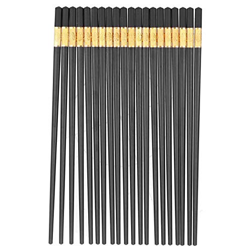 Sunicon 10-Pairs Set of Wooden Chopstick, Reusable Chinese Style Chopsticks Non slip Design Safe Durables Minimalism Japanese Chopsticks