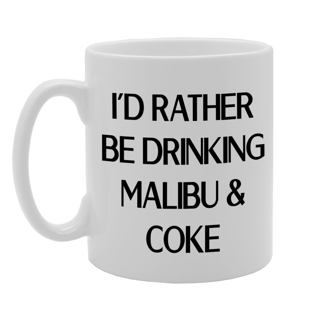 Coralgraph Inc Men's White Mg1131 I'd Rather Be Drinking Malibu & Coke Novelty Gift Printed Tea Coffee Ceramic Mug