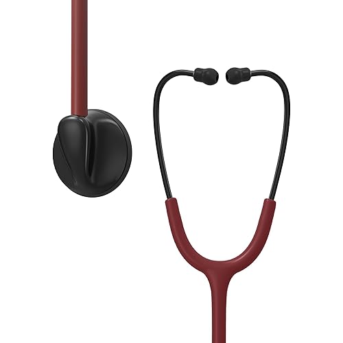 Lightweight Stethoscopes for Nurses, Doctors and Nursing School Students, Single Head Heartbeat Monitor for Home Use with Accessories Stethoscope Name Tag, Burgundy