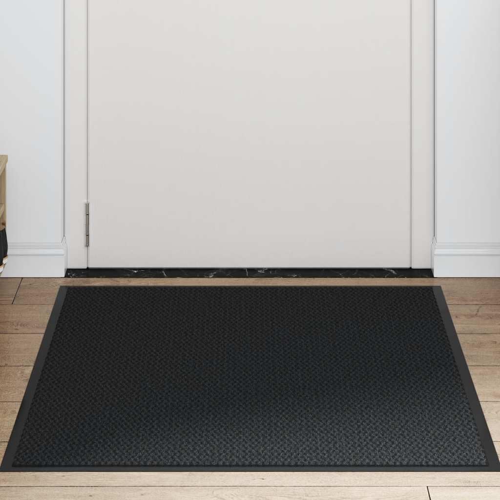 Fußmatte Schwarz 90x150 cm, Haustürmatte aus strapazierfähigem getuftetem Polypropylen, Schmutzfangmatte mit Rutschfester PVC-Rückseite, Wasser- und schmutzaufnehmend, leicht