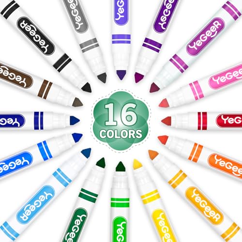 Image of YEGEER 320 Count Washable Markers Bulk - 16 Assorted Colors, Broad Tip Markers for Kids, Teachers, and Classroom Supplies, Perfect for Art and Coloring.(320)
