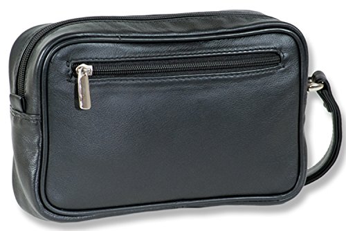 Rimbaldi® Praktische Handgelenktasche Viele Fächer Rind-Nappaleder Schwarz Cover