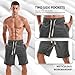 AMY COULEE Mens Casual Shorts 100% Cotton Terry Shorts with Pockets (M, Dark Grey)
