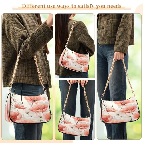 Image of Shoulder Bags for Women Flower Floral Hobo Tote Handbag Small Clutch Purse with Zipper Closure