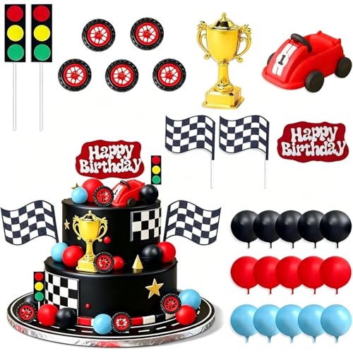 Décoration gâteau bébé voiture de course rouge | Kit pour fête anniversaire