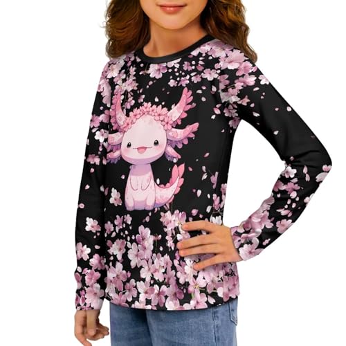 Image of Long Sleeve Shirts for Girls Casual Crewneck Tops Fall Winter Outfits for 3-16 Years Old