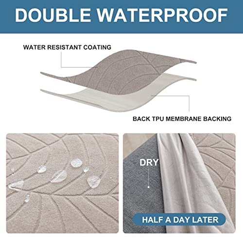 Genina Waterproof Chair Covers For Dining Room Set Of 6, Stretch Jacquard Dining Chair Slipcovers Removable Washable Chair Protectors Cover For Kitchen, Hotel, Restaurant (Leaves-Warm Gray, 6 Pcs) #TOP1