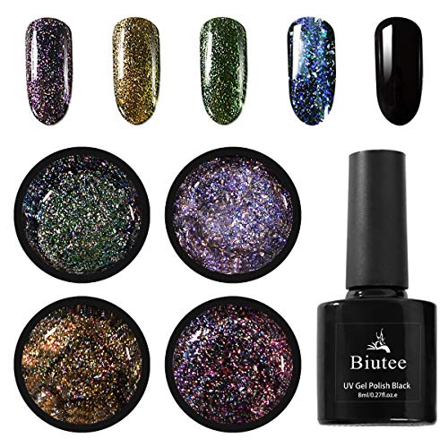Biutee Starry Sky Nail Gel Firework Nail Gel With black Nail Polish Gel 8ml UV LED