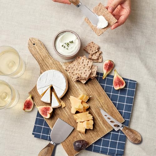 Esie Houzie Charcuterie Board Accessories - 6 Piece Cheese Knife Set Stainless Steel with Acacia Wooden Handle for Cheese Serving Cutting, Cheese Tools Butter Knife with Storage Bag Included Gift Set - Image 2