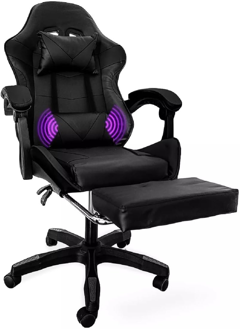 CUORY Gaming Chair with footrest extended and lumbar massage function