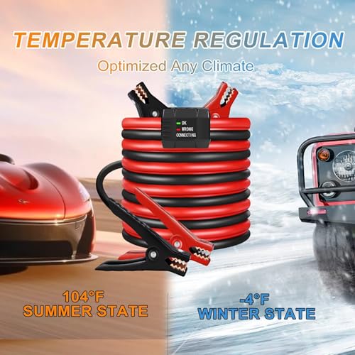 Image of NOONE Jumper Cables with Smart-6 Protector, Professional Booster Cables 6 Gauge 16Feet (6AWG x 16Ft) with Carry Bag Included