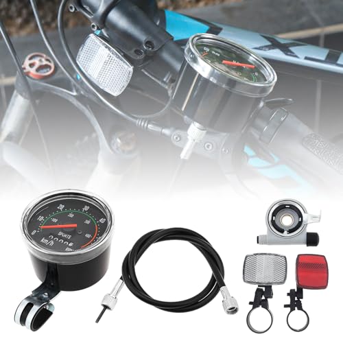 Tobefore Mechanical Speedometer for Bicycle Speedometer, Universal Bike Cycling Odometer Waterproof Mechanical Speedometer with Reflective Panel, Cycling Stopwatch Cyclocomputer for Most Bikes