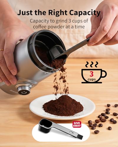 Image of SHARDOR Electric Super Silent Blade Coffee Grinder, Timed Grind Control Rotary Knob, Adjustable Coarse to Fine for Coffee Beans, Spices & Herbs, Silver