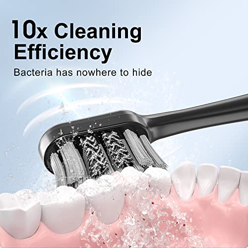 Image of Seago Sonic Electric Battery Toothbrush for Adults and Kids, 3 Brush Heads, with 2 Modes and Waterproof IPX7, Bulid in 2 Mins Timer 24,000 VPM (Black)