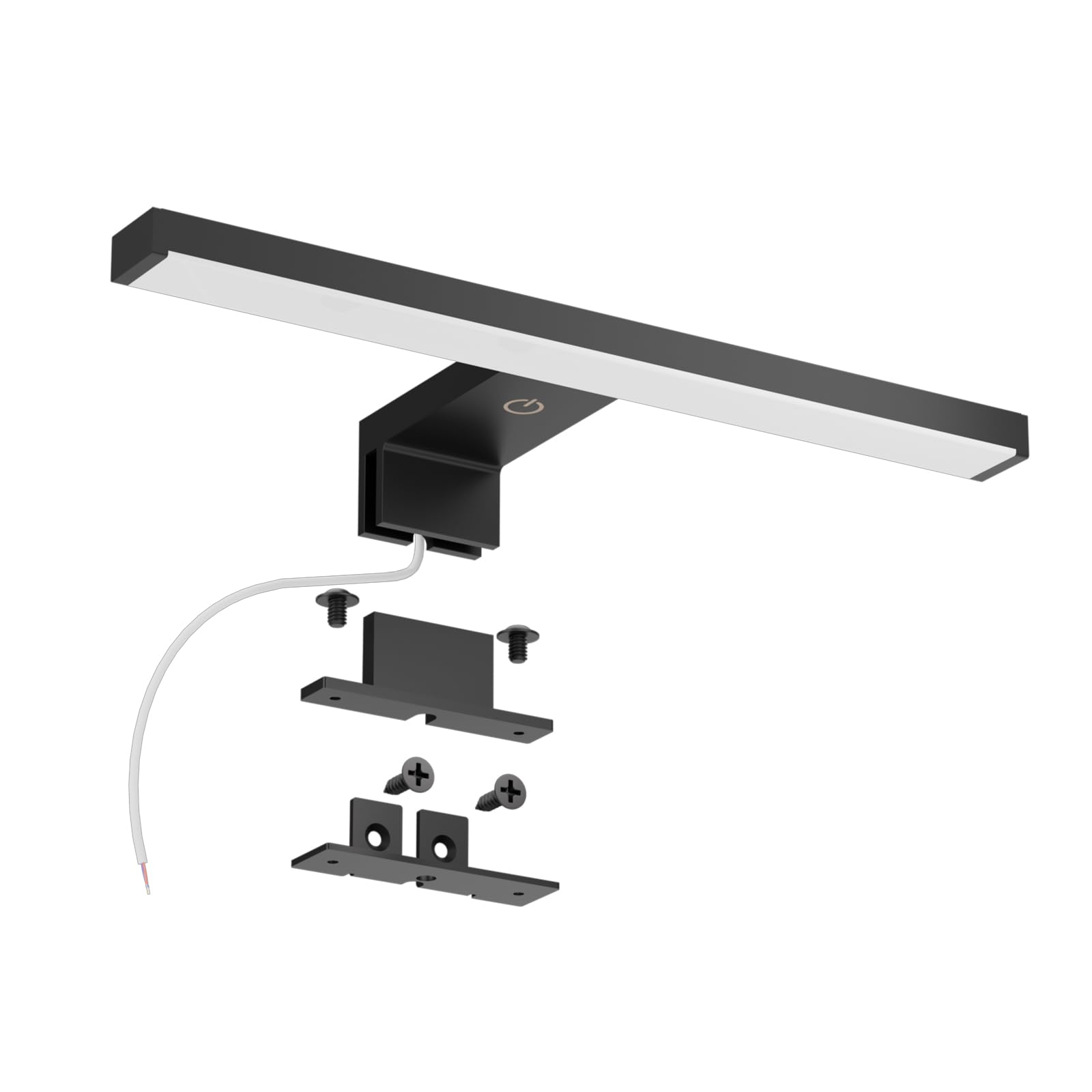 DEELUX Lámpara de Espejo Baño Con Interruptor táctil,Luz LED para espejo regulable (55 a 550 lm) 5w 30cm,Blanco Neutro 4000K LED Armario Lámpara Luz de Pared,IP44 230V Aplique de Baño Espejo,Negro