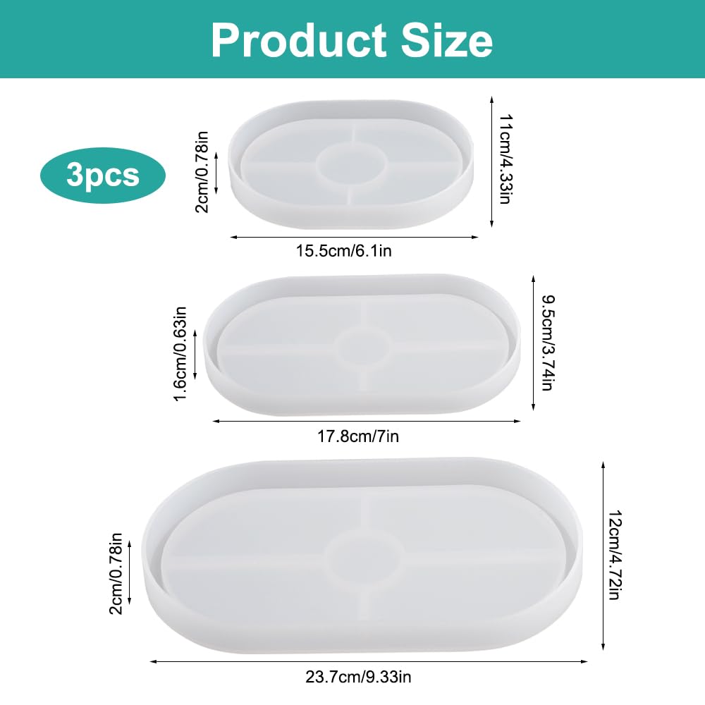 Stampo per vassoio fai da te, in resina epossidica, ovale, piatto, piatto, tazza, tappetino in silicone, organizer per gioielli