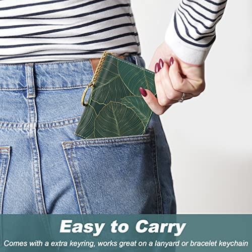 Image of Nipichsha Credit Card Holder, Small RFID Card Wallet for Women, Slim Leather Card Holder Wallet, Tropical Leaf, Fashions