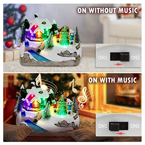 Christmas Collectible Buildings Decoration Musical Christmas Village Figurines Snow Globe With Spinning Train 8 Music Led Light Aldea De Navidad For Christmas Home Decor Gift For Kids (Christmas Tree) #TOP2