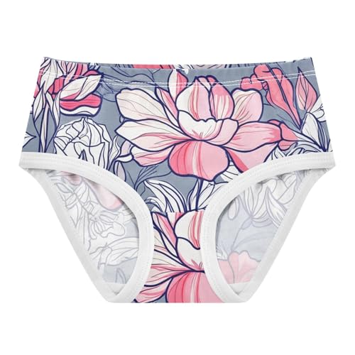 Animal Toddler Underwear Custom 2t Cotton Panties for Girl Red Gray Floral Flowers Leaves Undies Kids Briefs