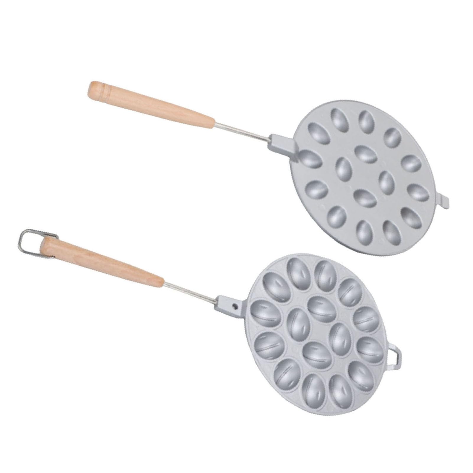 CHICIRIS Machine à Biscuits en Noyer, Outil de Cuisson de Biscuits Ovales Antiadhésifs en Alliage D'aluminium avec Manche en Bois, pour Pâtisserie de Cuisine et Friandises Faites Maison (16 trous)