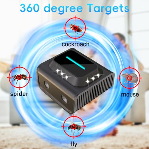 Image of 2026 Mice Rat Repellent Plug-in, for House Rodent Squirrel Repellent Ultrasonic Mouse Deterrent Device Bat Removal Attic Garage Basement Warehouse Home (Black)