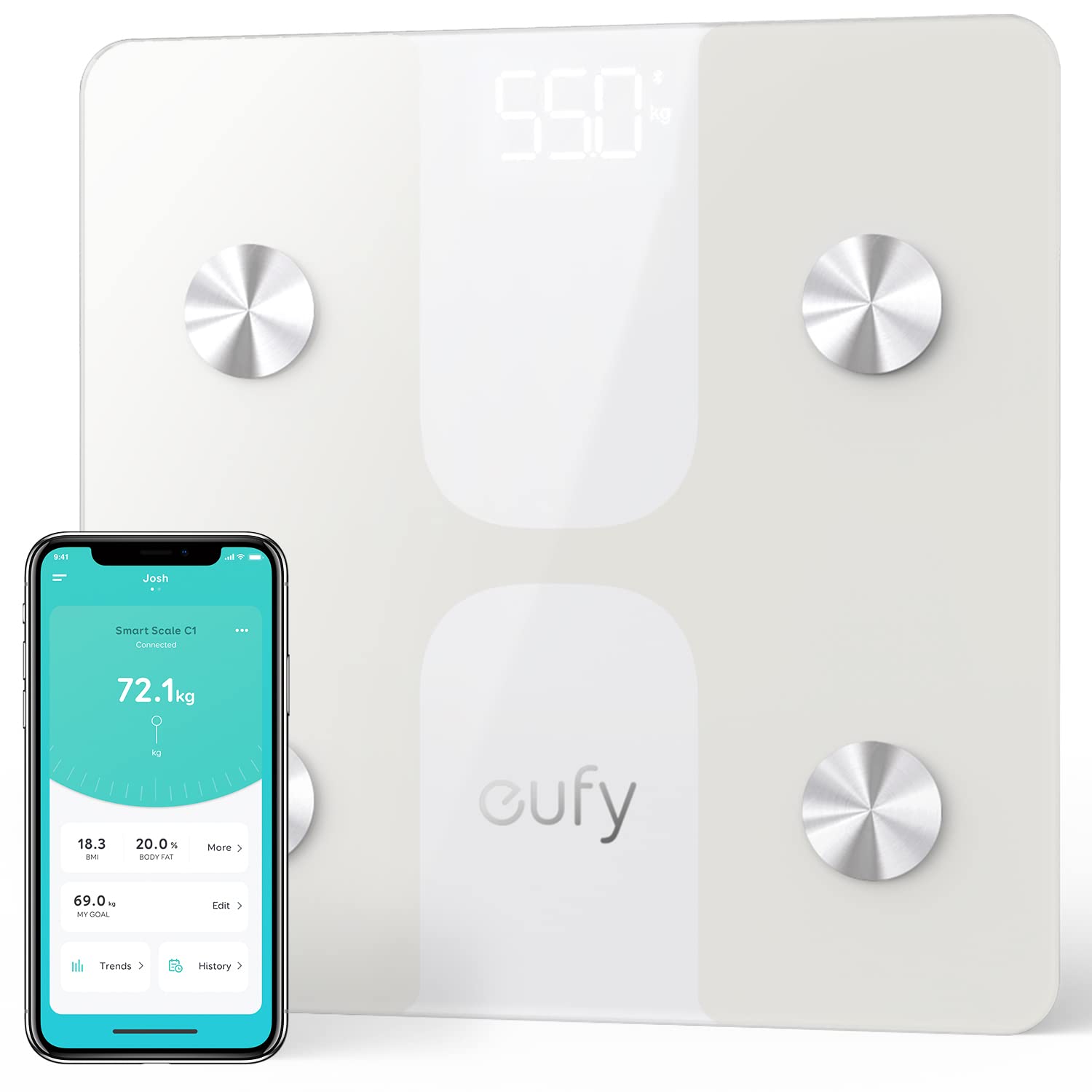 新作！ ANKER アンカー Eufy SmartScale C1 体重体組成計 Amazon.co.jp: Anker Eufy (ユーフィ) Smart Scale C1（体重体組成計