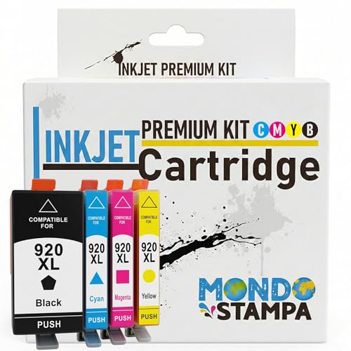 Mondo Stampa   Cartuchos compatibles para HP 920 XL 920XL (1BK & 1 C/M/Y 4 Combo Pack) para Cargar impresoras Officejet 6000 6500 6500A 7000 7500A