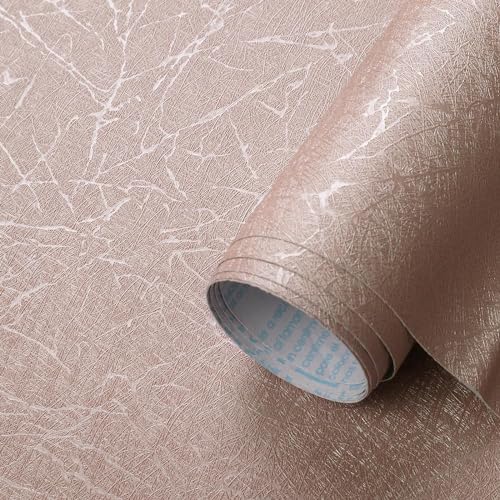 GloryTik Pink Silk Peel and Stick Wallpaper Textured Contact Paper Self Adhesive Removable Thicken Wall Paper for Bedroom Walls Cabinet Decoration Vinyl Rolls 17.3"X118"