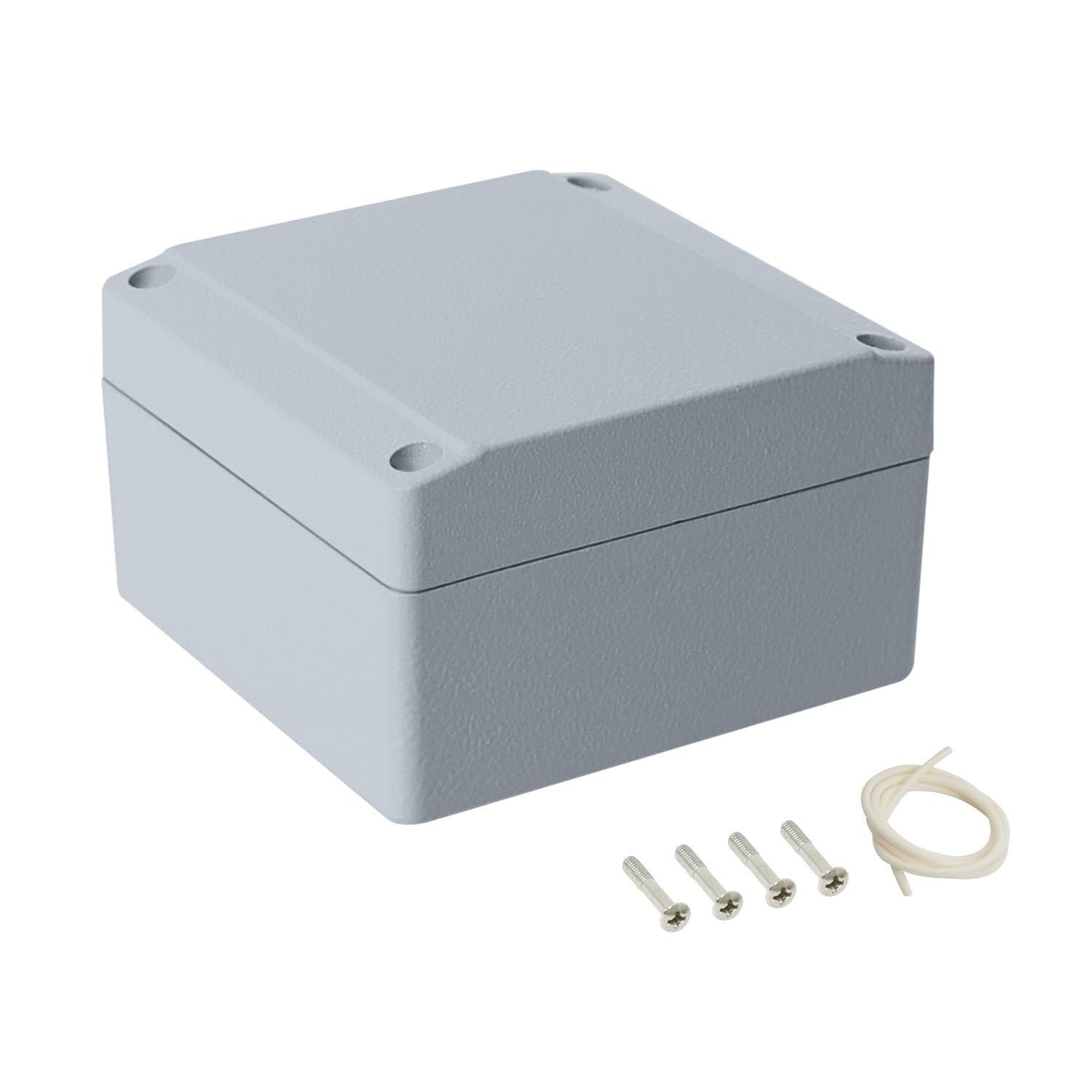 LeMotech Junction Box, Aluminum Alloy Metal Electrical Box, IP67 Waterproof Dustproof Project Box, Outdoor Universal Enclosure, Grey 3.9x3.9x2.3in (100x100x60mm)