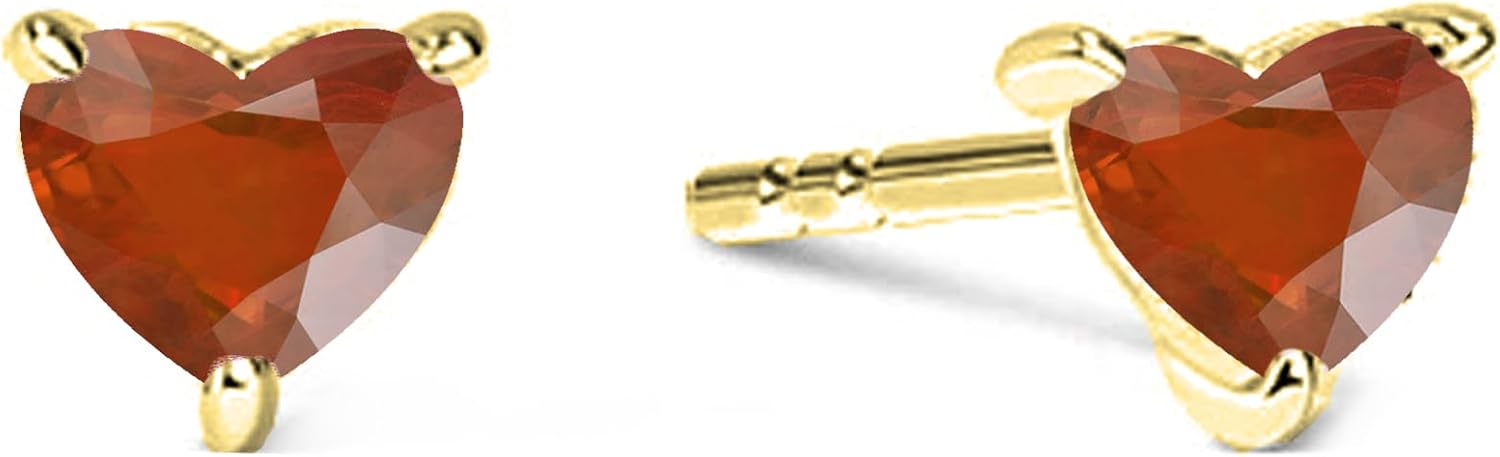 2.00 CTW. Heart Cut White Diamond Solitaire Stud Earrings For Women, 14K Gold Plated Silver April Birthstone Diamond Heart Earrings