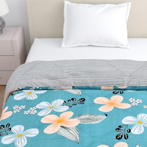 Image of Home Ecstasy Wrinkle & Fade Resistant Comforter for Single Size Bed | 150 GSM, 59x88 in., Colour: Teal & Black