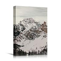 Canvas Wall Art Snowy Tops Cool Dramatic Mountain Nature Photography Romantics - 12x18 inches