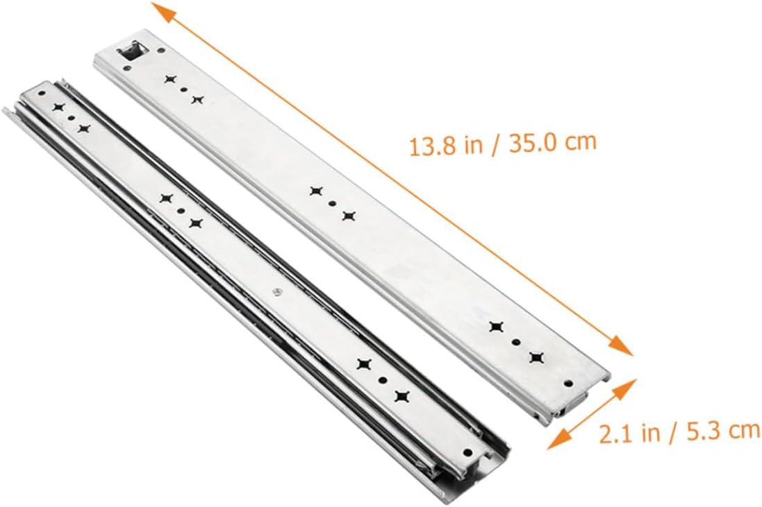 POPETPOP Heavy Duty Self-Locking Drawer Slides 14-inch Full Extension Side Mount Metal Rail with Ball Bearings 250 Lbs Load Capacity for Cabinet Drawers, 2pcs Set