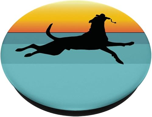 Miniatura 2 de Dock Diving  Perro  Negro  Lab  Retriever  Retro  PopSockets Grip y soporte para teléfonos y tabletas