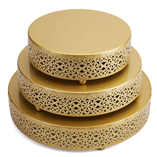Hedume 3-Piece Cake Stand Set, Round Metal Cake Stands, Dessert Cupcake Pastry Candy Display Plate for Wedding, Event, Birthday Party