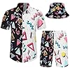 Mens Hawaiian Shirts and Shorts Set Funny Hawaiian Shirts for Men Beach Outfits Sets with Bucket Hats