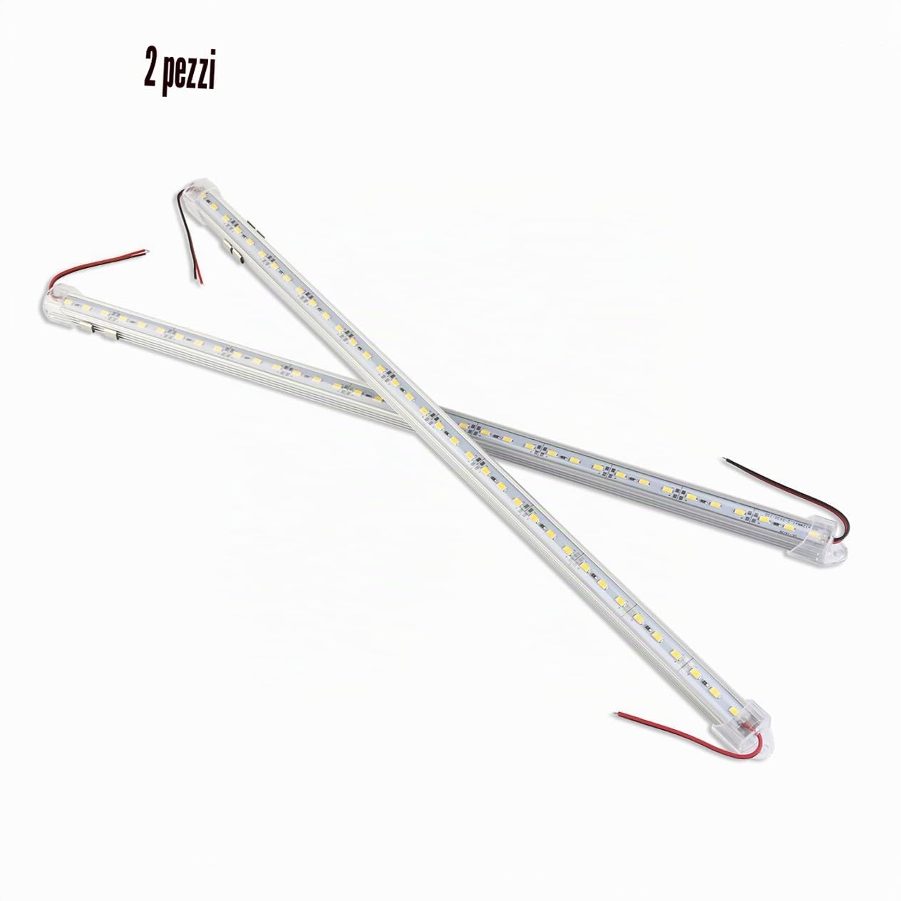 WINOMO - Barre luminose in alluminio rigido LED, impermeabilità IP65 12 V 50 cm [classe energetica A+], colore: Bianco (Confezione da 2)