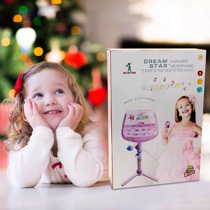 Image of Cable World Stand Karaoke Machine for Kids, Singing Toys Gifts for 3 4 5 6 7 8 Year Old Girls Boys, Rechargeable Kid Microphone Bluetooth Speaker with Mic for Girl Age 4-6 Toddler Birthday Party Toy